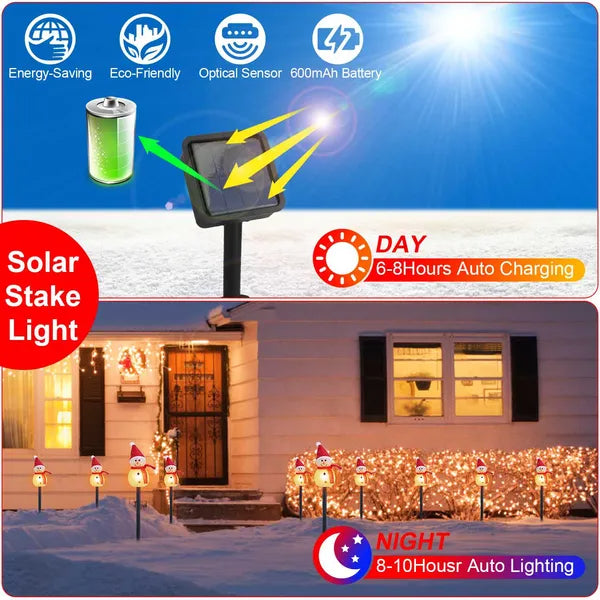 1Pc Solar Powered Lamp 3 Snowmen Outdoor Decorative Christmas Lamp Garden Stake Light IP55 Waterproof Santa Landscape - view 8