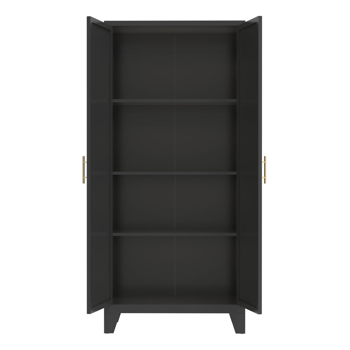 61'' 2 Shapely Doors Cabinet, Metal Storage Cabinet With Doors And Adjustable Shelves, For Bedroom, Living Room Black - view 3