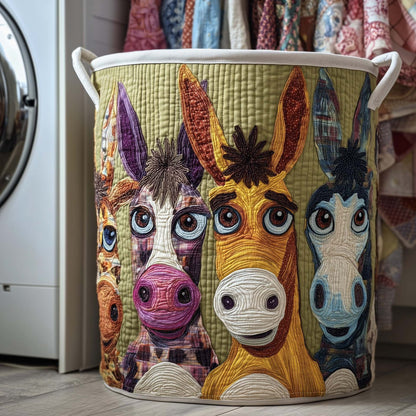 Quilted Embroidery Laundry Basket Storage Box Laundry Hamper - view 3