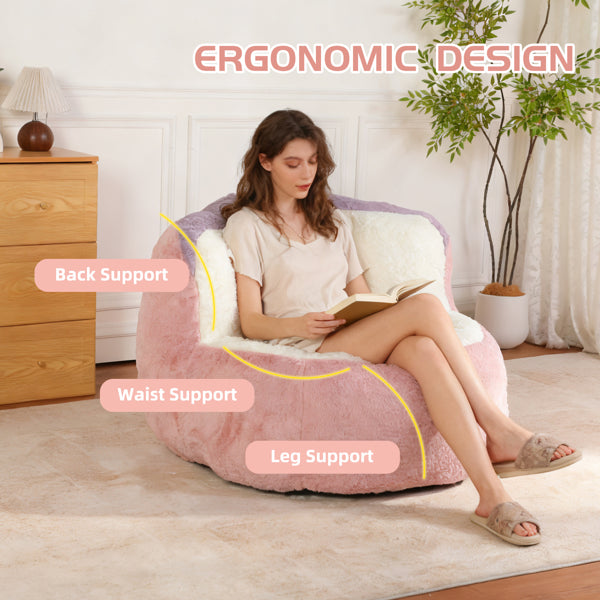 Oversized Bean Bag Chairs,Multicolor Faux Fur Couch Filled With Shredded Sponge,Large Lounger Sofa For Living Room - view 3
