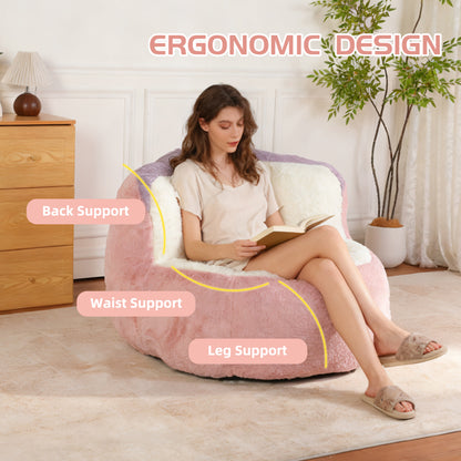 Oversized Bean Bag Chairs,Multicolor Faux Fur Couch Filled With Shredded Sponge,Large Lounger Sofa For Living Room - view 3