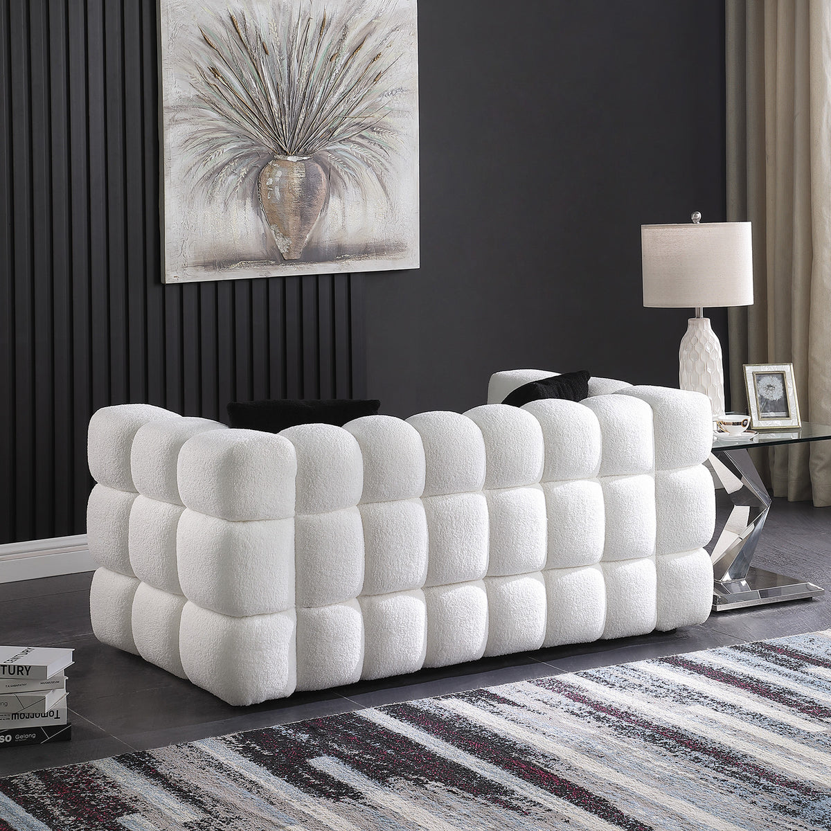 62.2length,35.83inch Deepth,human Body Structure For USA People, Marshmallow Sofa,boucle Sofa,White Color, 2 Seater - view 5