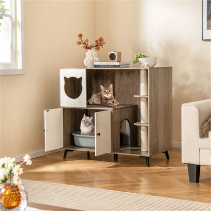 Cat Litter box with Cat scratching post, Cat Apartment, Cat House, locker - view 2