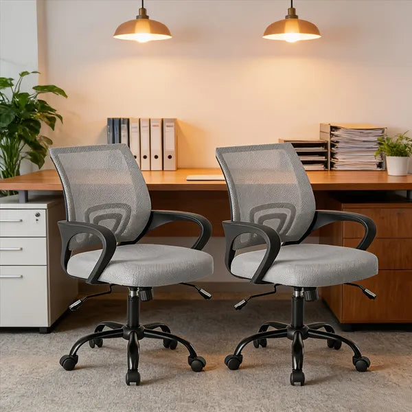 Ergonomic Office Desk Gaming Chair Mid Back With Lumbar Support Rocking Mode Height Adjustable With Fixed Armrest - view 8