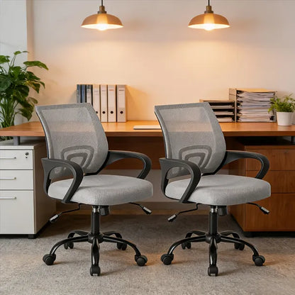 Ergonomic Office Desk Gaming Chair Mid Back With Lumbar Support Rocking Mode Height Adjustable With Fixed Armrest - view 8