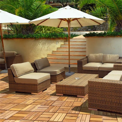 27 Pieces 12 X 12 Inch Outdoor Floor Tiles, Acacia Wood Interlocking Patio Deck Tile - view 4