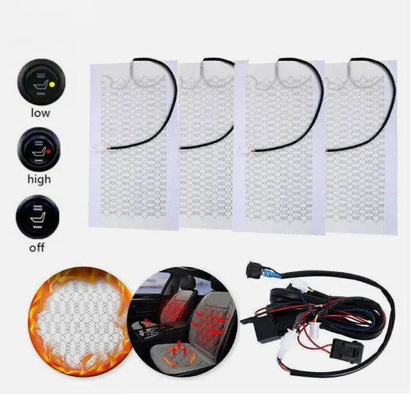 2 Sets Carbon Fiber Car Seat Heating Pads, Universal Heater Mats Retrofit Kit For Cars, Trucks, 12V - view 3
