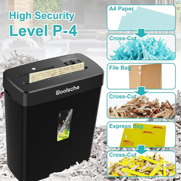 Woolsche Paper Shredder - 10-Sheet Cross Cut With 3.43-Gallon Basket - P-4 Security Level - 3-Mode Design - view 5