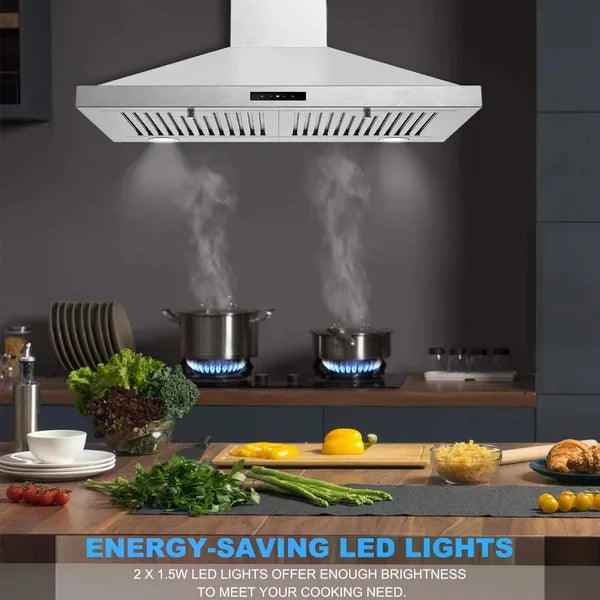 Range Hood 30 Inch, Vent Hoods 30 Inch Stainless Steel, 450 CFM Ductless/Ducted Convertible Kitchen Hood With LED Light - view 4