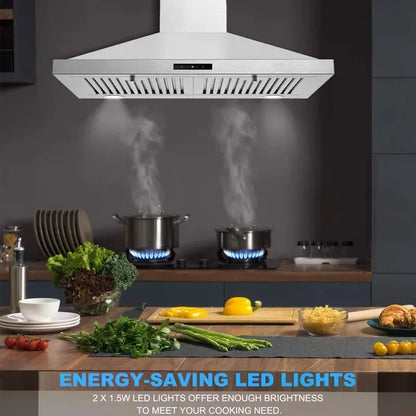 Range Hood 30 Inch, Vent Hoods 30 Inch Stainless Steel, 450 CFM Ductless/Ducted Convertible Kitchen Hood With LED Light - view 4