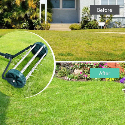 18 Inch Rolling Lawn Aerator With Anti-slip Handle And Tine Spikes - view 6