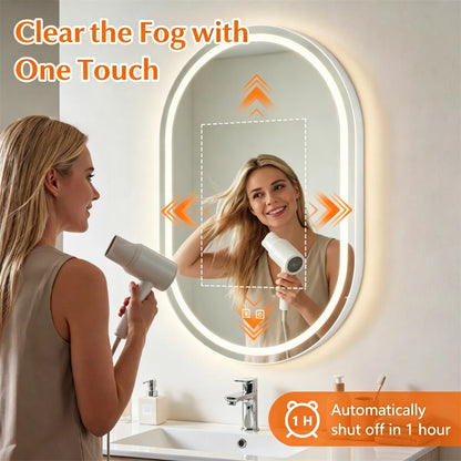 32x20" Oval LED Backlit Bathroom Mirror, 3 Color Temperatures Stepless Dimmable Vanity Mirror - view 9