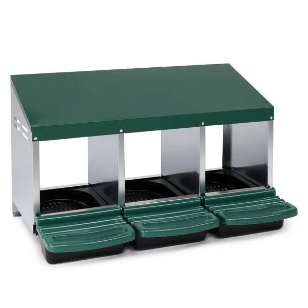 3 Compartment Roll Out Chicken Nesting Box With Plastic Basket, Egg Nest Box Chicken Laying Box Hens Chicken Coop Box