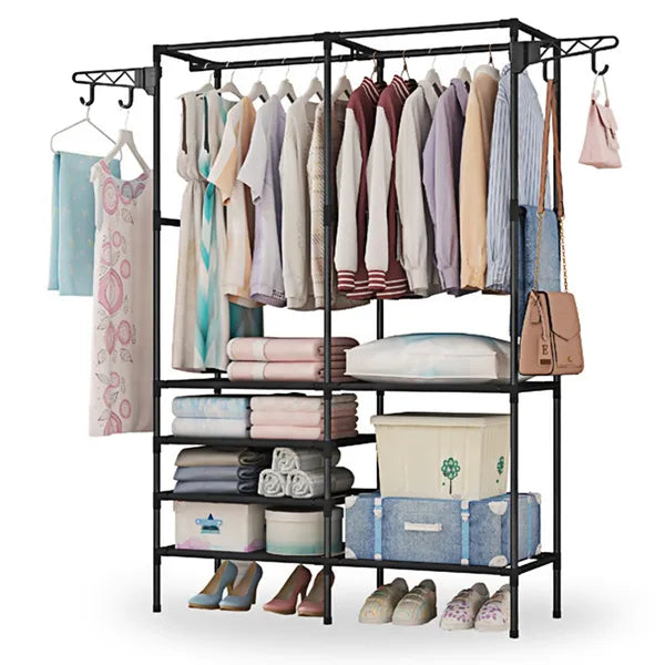 Garment Rack Heavy Duty Metal Shoe Clothing Organizer Shelves Freestanding Multifunctional Clothes Wardrobe - view 4
