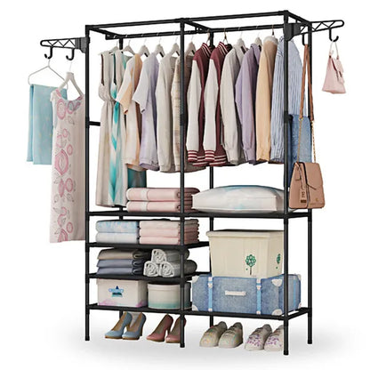 Garment Rack Heavy Duty Metal Shoe Clothing Organizer Shelves Freestanding Multifunctional Clothes Wardrobe - view 4