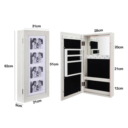 Free shipping Jewelry Organizer Wall/Door Mounted Lockable Jewelry Cabinet with Mirror Space Saving Jewelry Storage - view 6