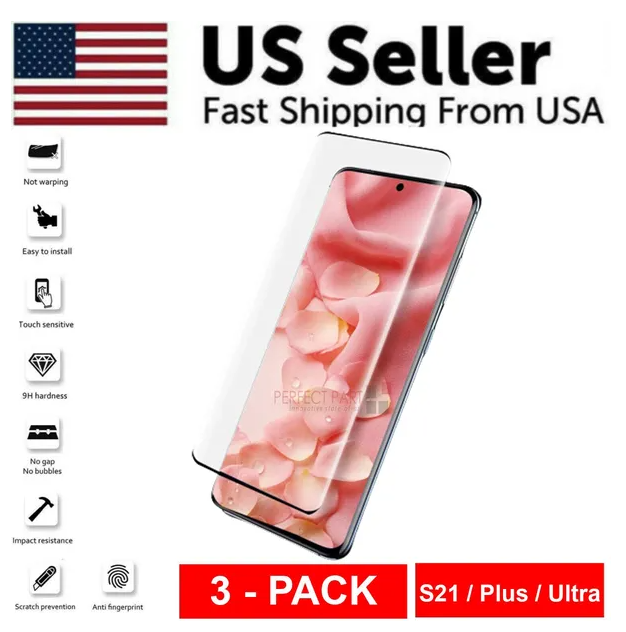 3 PACK - For Samsung Galaxy S21 PLUS ULTRA Tempered Glass Screen Protector Clear - view 5