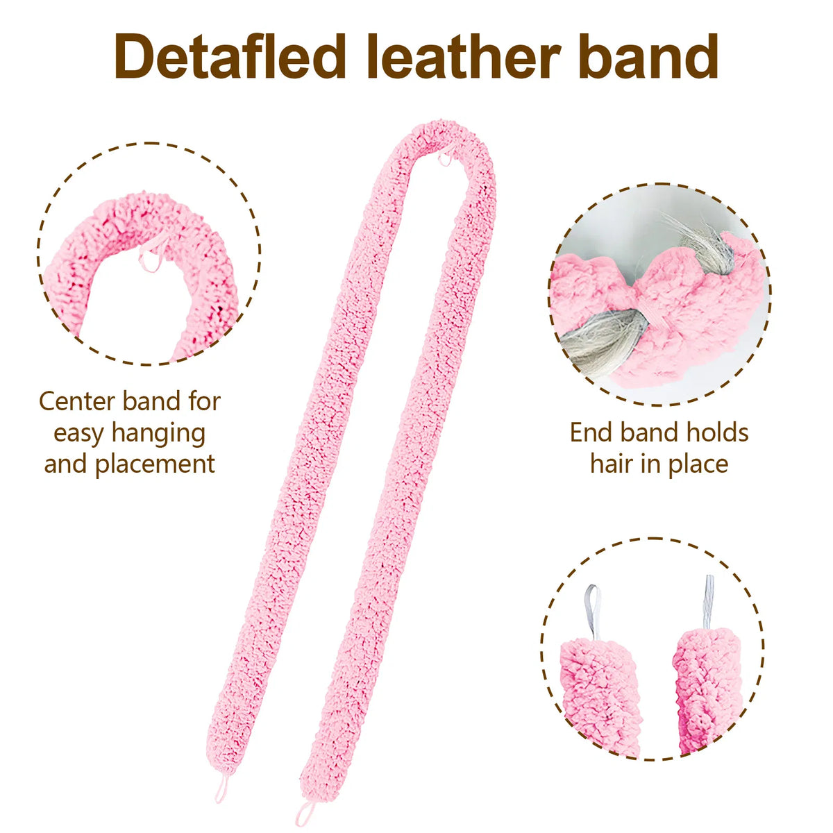 Satin Heatless Hair Curler, Lazy Natural Soft Wave DIY Heatless Curls For Sleep In Overnight, For All Hair Types - Pink - view 4