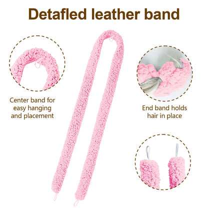 Satin Heatless Hair Curler, Lazy Natural Soft Wave DIY Heatless Curls For Sleep In Overnight, For All Hair Types - Pink - view 4