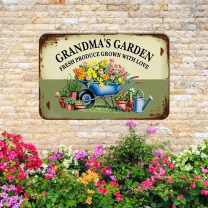 Grandma's Garden Vintage Metal Sign Garden Grown With Love Wall Decor Farmhouse Sign Gift For Mom - view 5