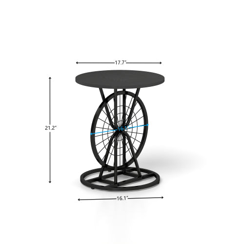 2 Piece Vintage Industrial Wheel Design Side Table - view 5