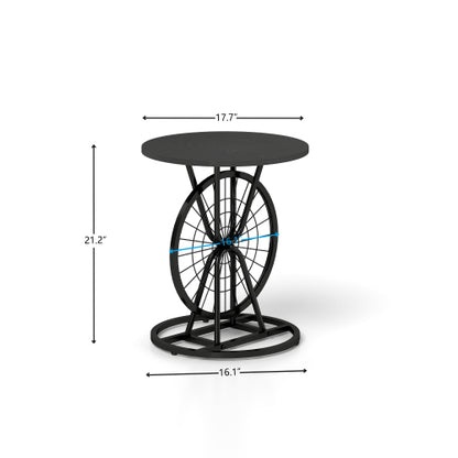 2 Piece Vintage Industrial Wheel Design Side Table - view 5