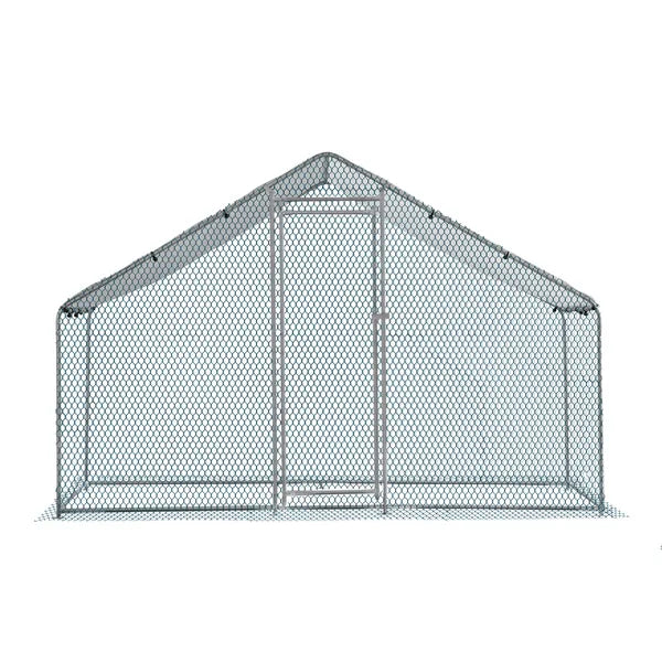 2X2X2m&6.5x6.5x6.5ft Silver Chicken Coop With Pointed Roof, 180g PE Rain Cloth, Metal Chicken And Rabbit Cage - view 4