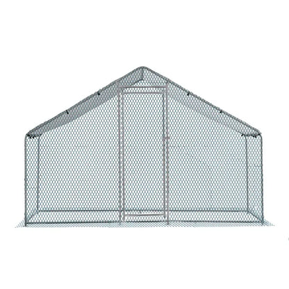 2X2X2m&6.5x6.5x6.5ft Silver Chicken Coop With Pointed Roof, 180g PE Rain Cloth, Metal Chicken And Rabbit Cage - view 4