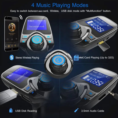 Car Wireless FM Transmitter MP3 Player Hand-Free Call USB Charger AUX Input - view 2