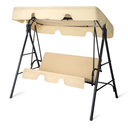 68x43x60 Inch Khaki KD Model With Cushion Canopy Iron Oxford Fabric 250kg Iron Swing Set - view 5