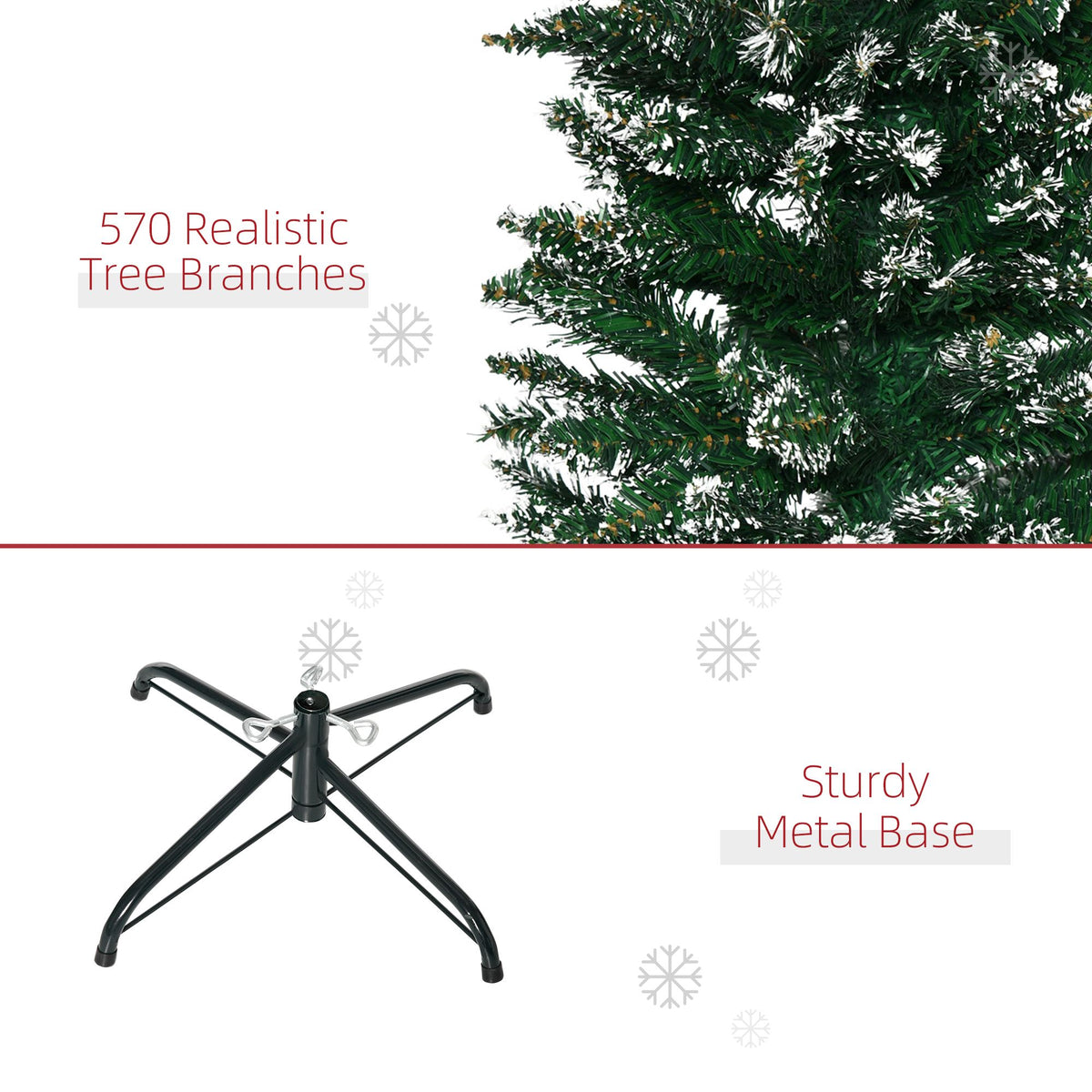 6FT Artificial Snow Dipped Christmas Tree Xmas Pencil Tree Holiday Home Indoor Decoration With Foldable Black Stand - view 3
