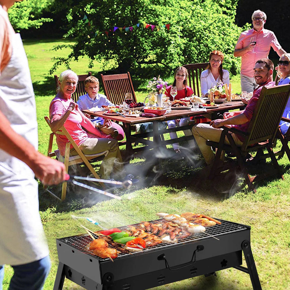 Portable BBQ Grill Foldable Charcoal Grill Lightweight Smoker Grill For Camping Picnics Garden Grilling