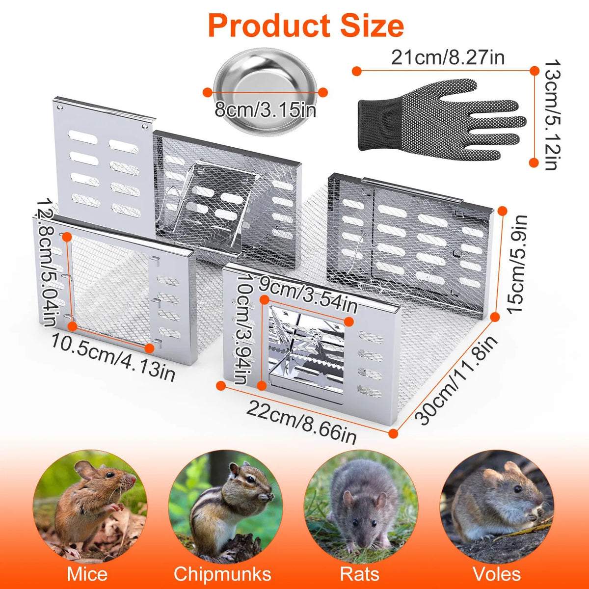 2Pcs Humane Rat Trap Catch and Release Live Mouse Cage Traps with Automatic Continuous Cycle Trapping for Chipmunk - view 3