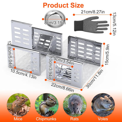 2Pcs Humane Rat Trap Catch and Release Live Mouse Cage Traps with Automatic Continuous Cycle Trapping for Chipmunk - view 3