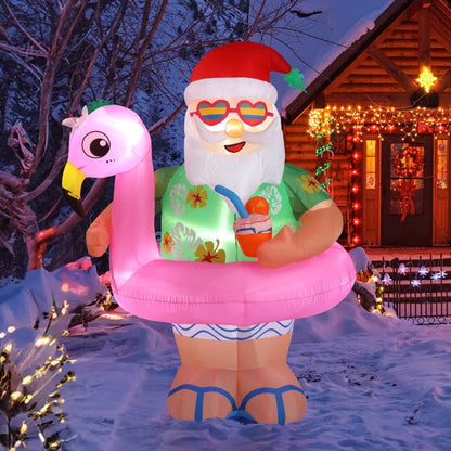 5.9 FT Lighted Christmas Inflatable Decoration, Inflatable Hawaii Santa Claus Outdoor Decoration - view 7