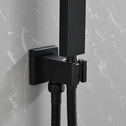 Brass Matte Black Shower Faucet Set Shower System 10 Inch Rainfall Shower Head with Handheld Sprayer Bathroom Luxury - view 5