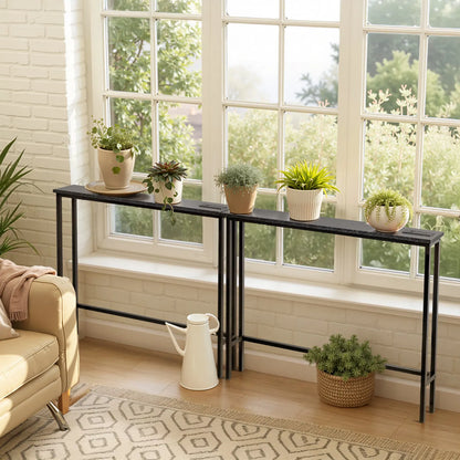 2 Pack 39.4" Narrow Console Sofa Table with Power Outlets and USB Ports - view 4