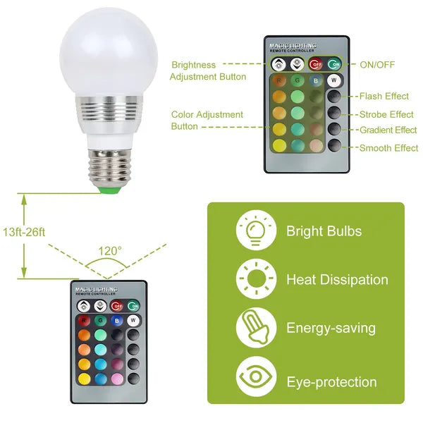 16 Colors Change LED Bulbs E27 3W RGB Dimmable Mood Lighting Lamp IR Remote Control - view 3