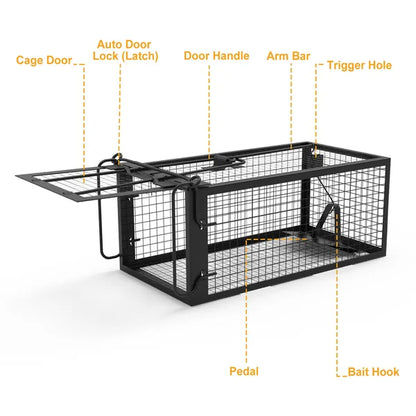 1Pc Rat Trap Cage Humane Live Rodent Trap Cage Galvanized Iron Mice Mouse Control Bait Catch With Detachable U Shaped - view 3