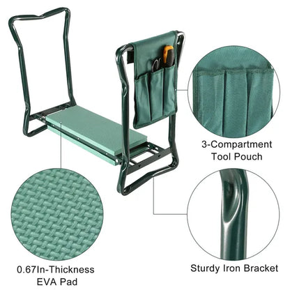 Foldable Garden Kneeler Seat With Kneeling Soft Cushion Pad Tools Pouch Portable Gardener - view 5
