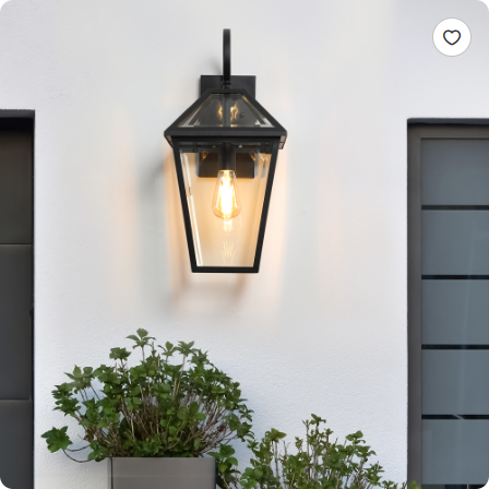 21inch 1 Pack Outdoor Wall Lantern Light Modern Black Metal & Clear Glass Sconce For Porch, Patio - view 4