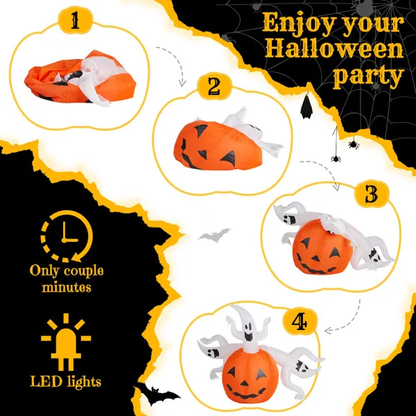 5.9 FT Halloween Inflatable Pumpkin Ghost Outdoor Decorations, Scary Blow Up Yard Decor With Built-in LED Lights - view 2