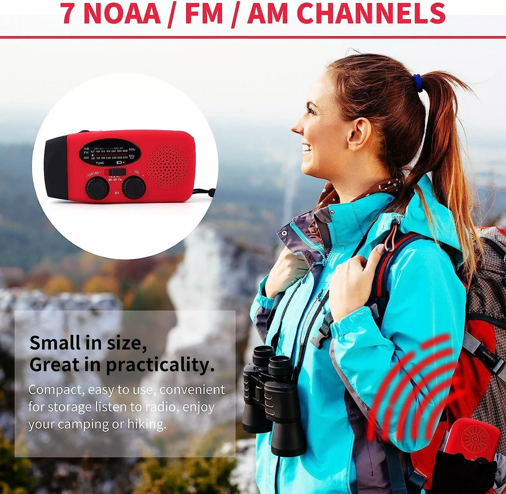 Radio de emergencia solar/manivela con linterna