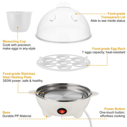 Electric Egg Cooker 7-Capacity BPA-Free Hard-Boiled Egg Maker W / Auto-Off Measuring Cup - view 3