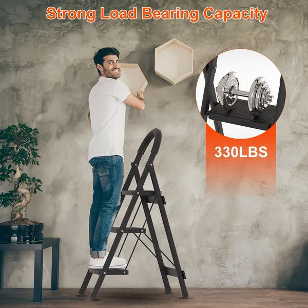 3-Step Folding Ladder, 330lbs Load Capacity, Lightweight 6.94lbs With 1.57in Folding Width - view 4