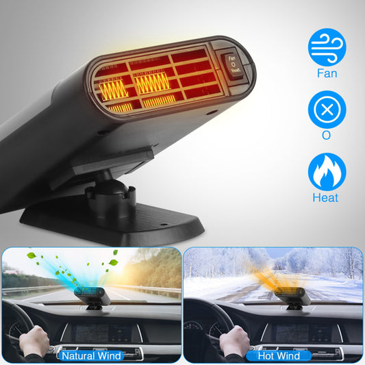 24V Car Truck Heater -200W Fast Heating & Fan Mode, 360° Adjustable