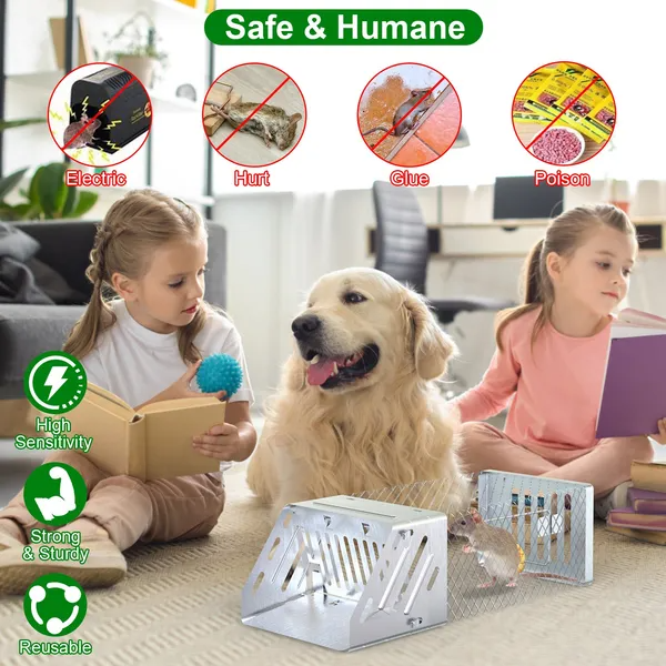 Automatic Continuous Rat Trap Single Door Mouse Cage Humane Live Animal Trap Cage Indoor Outdoor For Small Rodents Mice - view 6