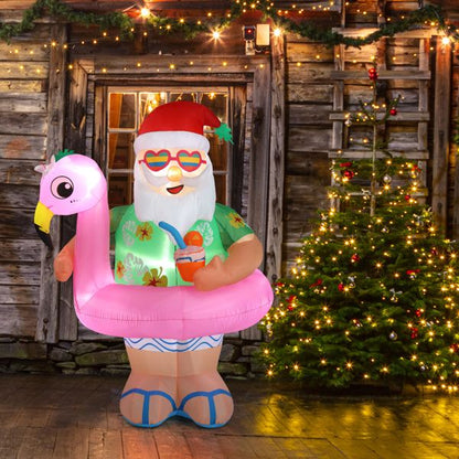 5.9 FT Lighted Christmas Inflatable Decoration, Inflatable Hawaii Santa Claus Outdoor Decoration - view 5