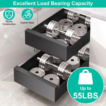 Pull Out Cabinet Organizer Carbon Steel Slide Out Drawer Storage Smooth Quiet Slide Rails For Kitchen Bathroom Living - view 2