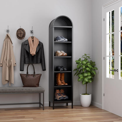Narrow Arched Bookshelf,6-Tier Metal Arch Bookcase,Freestanding Storage Organizer With 4 Shelves - view 6